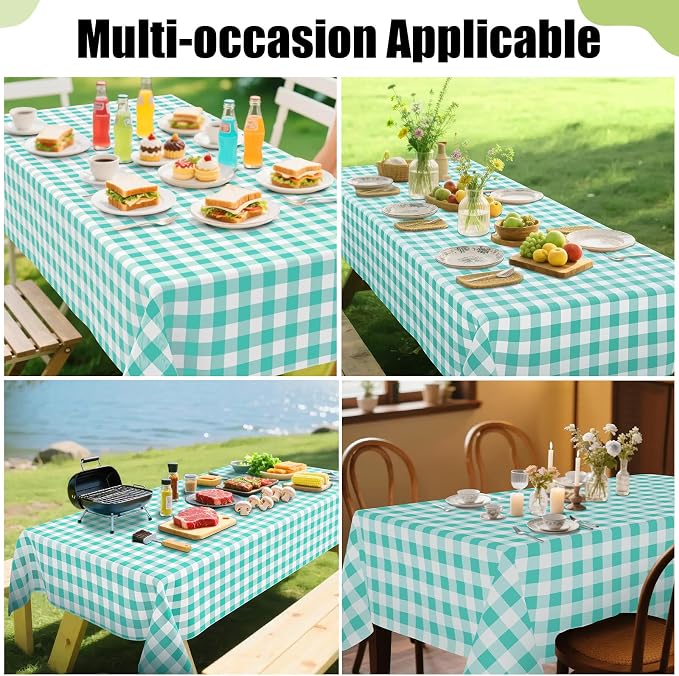 Smiry Rectangle Table Cloth, Waterproof Vinyl Tablecloths - Image 6