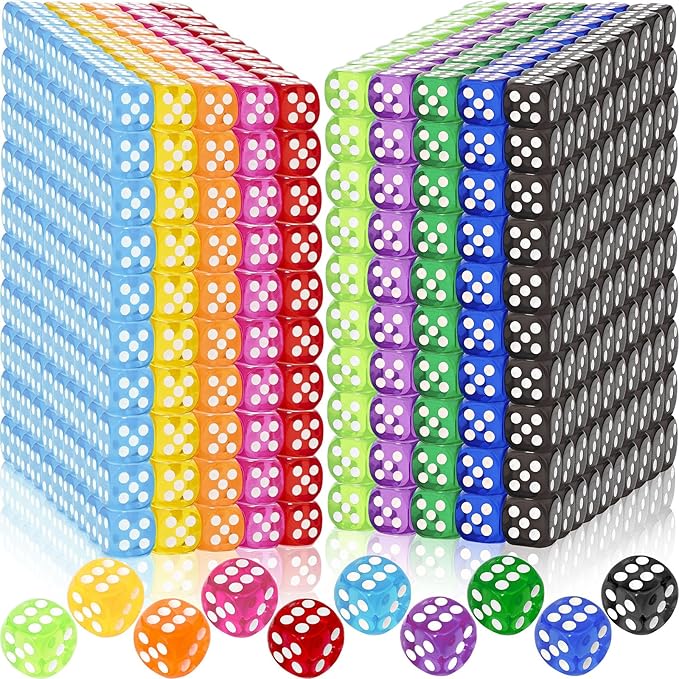 100 Pieces Colored Dice Bulk Set 14 MM 6 Sided Standard Dices by Beieverluck