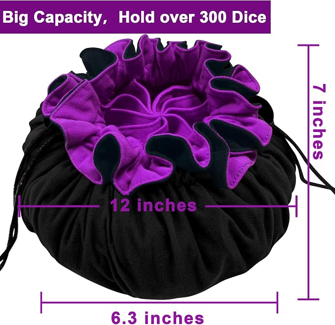 SIQUK Large Dice Bag with Pockets Drawstring Dice Bag DND Dice Storage Bag Big - Image 3