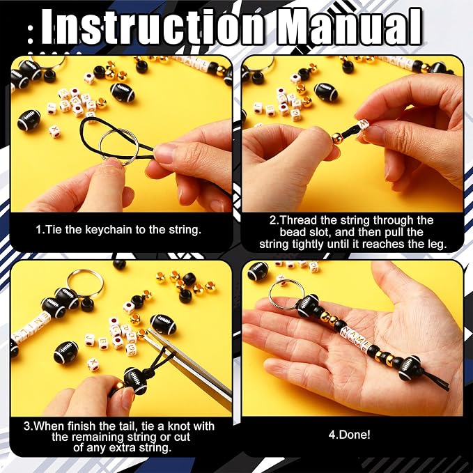 Landical 564 Pcs Football Keychain Making Kit DIY Football Bead Key Chain Craft - Image 3