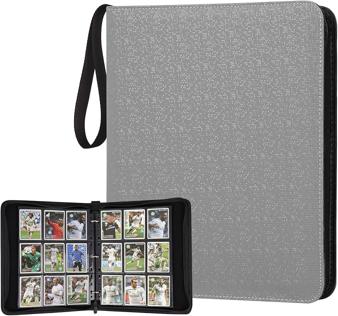GERMUN 3 Ring 9 Pocket Zipper Card Binder, 720 Double Sided Standard PU Trading by GERMUN