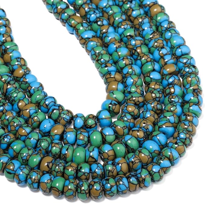 Songxi 5x8mm Natural Flower Malachite Stone Rondelle Beads, Gemstone - Image 7