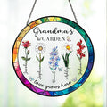 LOVELYPOD Custom Grandma Birth Flowers Stained Glass Window Sun Catcher by LOVELYPOD