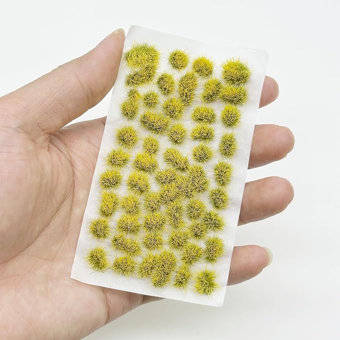 Woohome 78 PCS Model Grass Tufts 2 Size Static Grass Tuft Yellow Miniature - Image 3