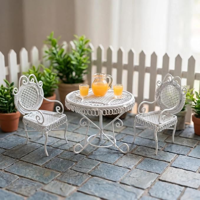 6 PCS Miniature Vintage Bistro Table & Chairs - Image 6