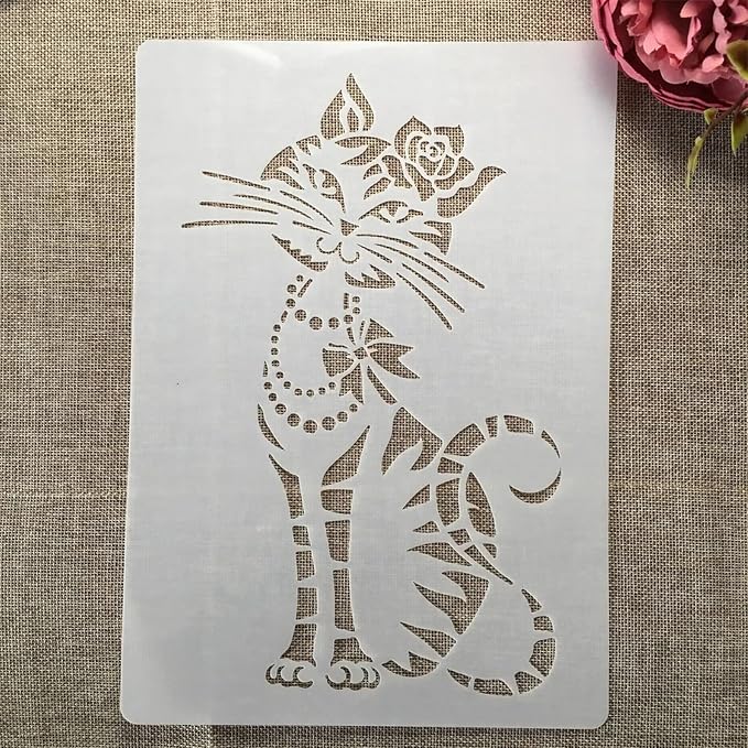 TIAMECH A4 Reusable Flower Cat Stencil - Image 2