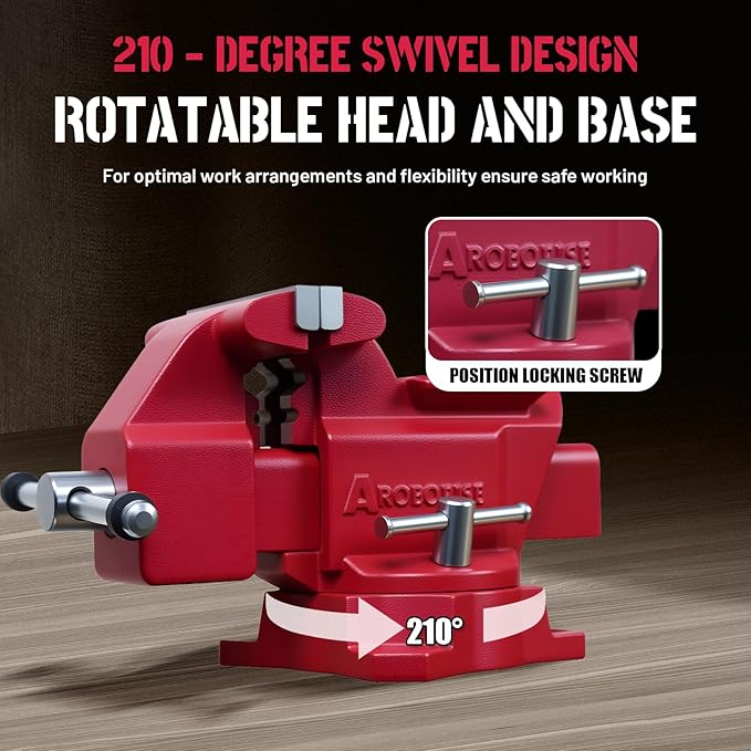 Bench Vise 8-Inch Heavy Duty Vise 210° Swivel Base, Multi-Purpose Vise with Large Anvil for Industrial, Home (8" Jaw Width)