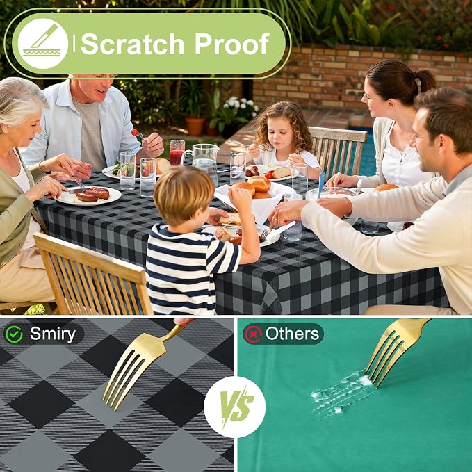 Smiry Rectangle Table Cloth, Waterproof Vinyl Tablecloths - Image 5