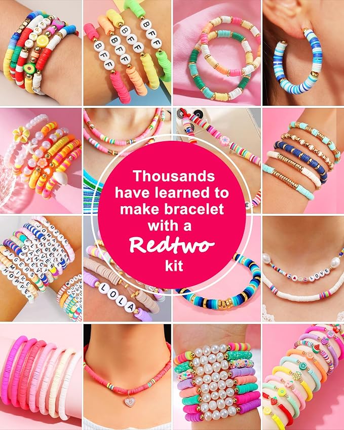 Redtwo 30000 Pcs Clay Beads Bracelet Making Kit, 9 Boxes 192 Colors Friendship - Image 9