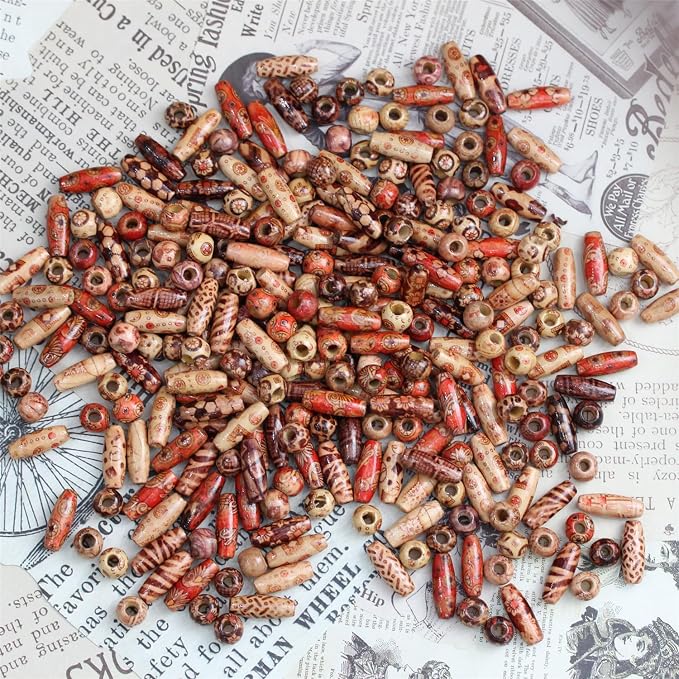 300pcs Mixed Painted Drum Wood Spacer Beads, BetterJonny Barrel Wood Beads - Image 4