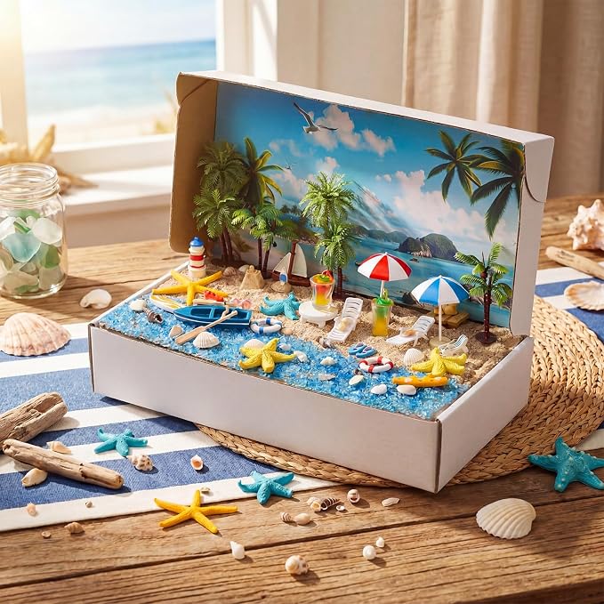 Teyva Daily 48 Pcs Summer Beach Diorama Kit Habitat Project Box Set Beach - Image 4