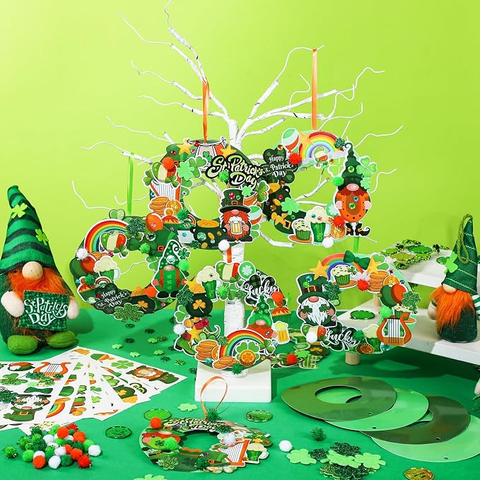 Hollowfly 48 Sets St. Patrick's Day Wreath Craft Kits DIY Irish Wreath Hanging - Image 7