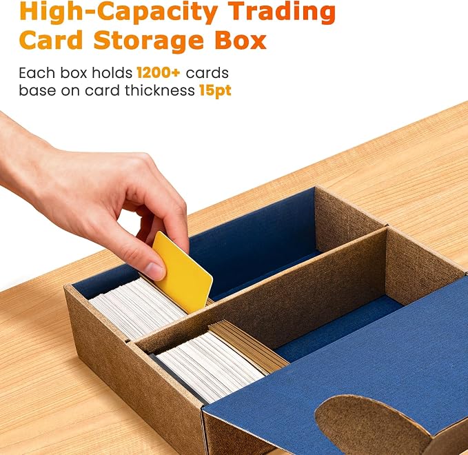 Card Storage Box, Reversible Blue Gold Trading Card Organizer - Image 5