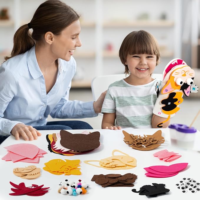WATINC 6Pcs Cat Hand Puppet Making Kit, Art Craft Felt Sock Puppet Toys | - Image 6