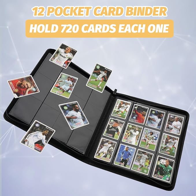 12 Pocket Ringless Side Loading Trading Card Binder, 720 Cards PU Fixed Page - Image 5