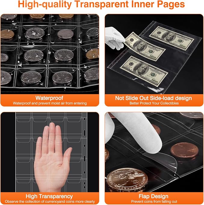 Coin Collection Book with Lock, Fireproof Holders - Image 5