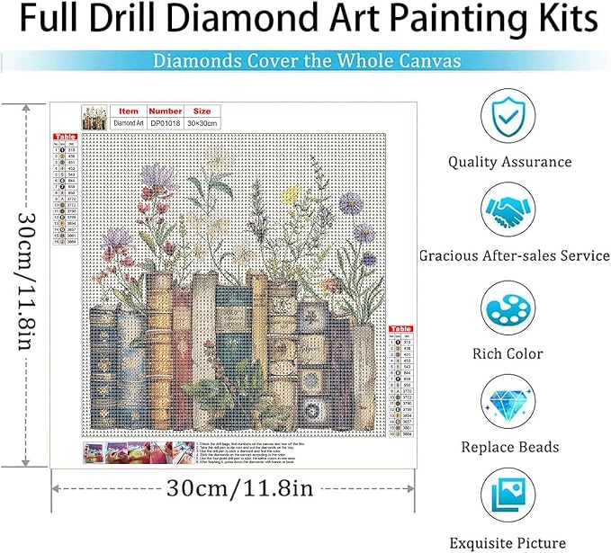 EIBEILI Diamond Art Kits for Adults-Book Flower Diamond Painting Wall Art | - Image 3