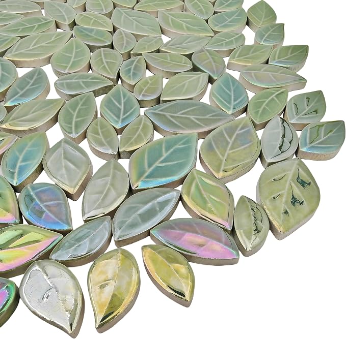 500g/1.1lb Leaf-Shaped Ceramic Mosaic Tiles, Ceramic Mosaic Pieces - Image 6