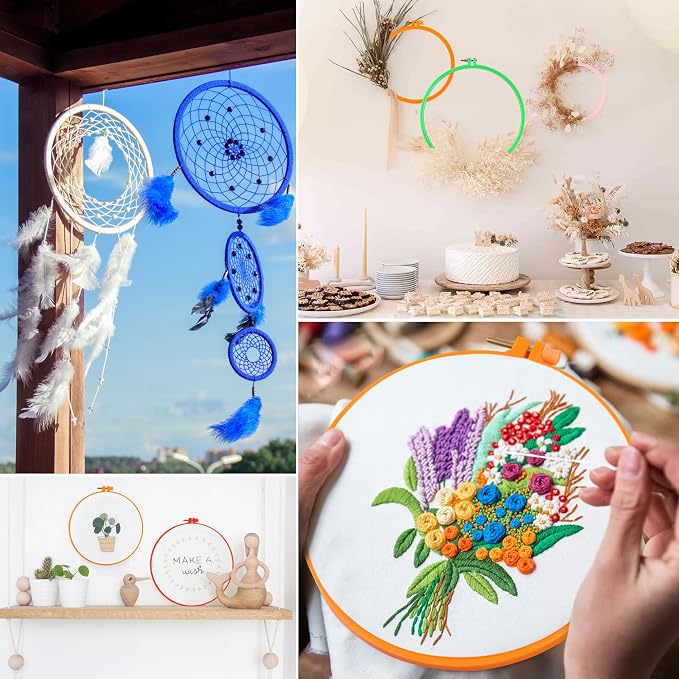Phinus 6 Pcs Embroidery Hoop 6 Size, Round Plastic Cross Stitch Hoop - Image 7