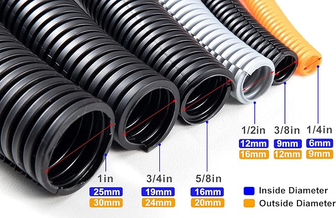 ZhiYo 50 FT 1/4" Wire Loom Split Tubing Auto Wire Conduit | Flexible Cover - Image 2