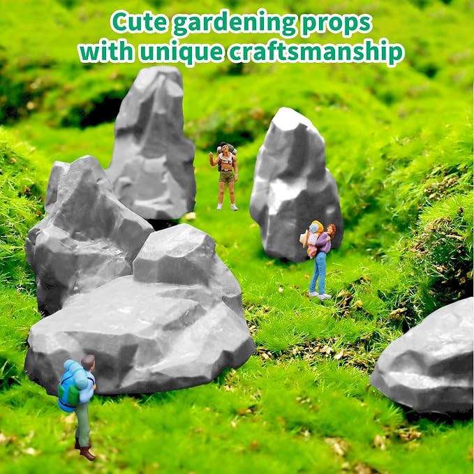 Warmtree 10 Pcs Diorama Rocks Fake Rock Miniature Stone Rock Statue - Image 3