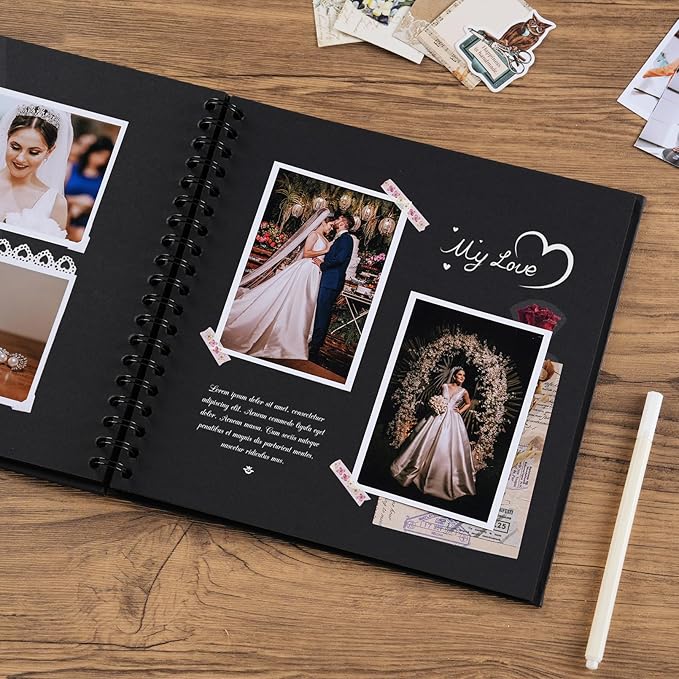 potricher 10 x 10 Inch DIY Scrapbook Album 40 Pages Hardcover Kraft Paper Scrap - Image 3