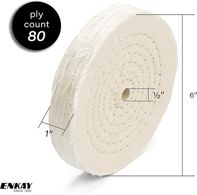 ENKAY - 6" Extra Thick Spiral Sewn Buffing Wheel (80 Ply)