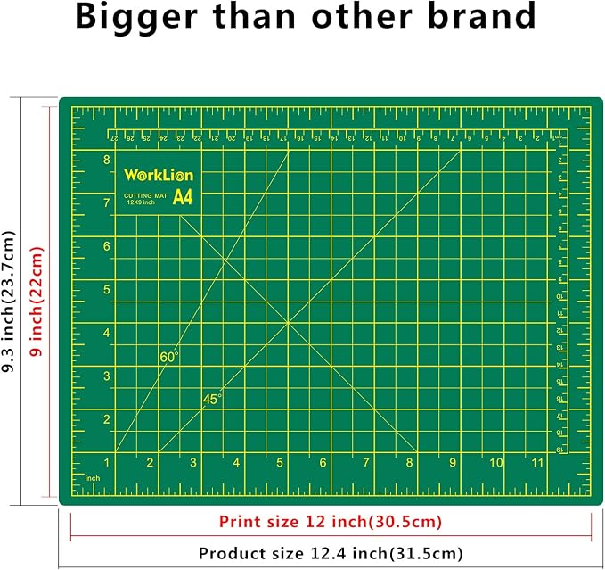 WORKLION Full 9" x 12" Art Self Healing PVC Cutting Mat, Double Sided, Gridded - Image 2