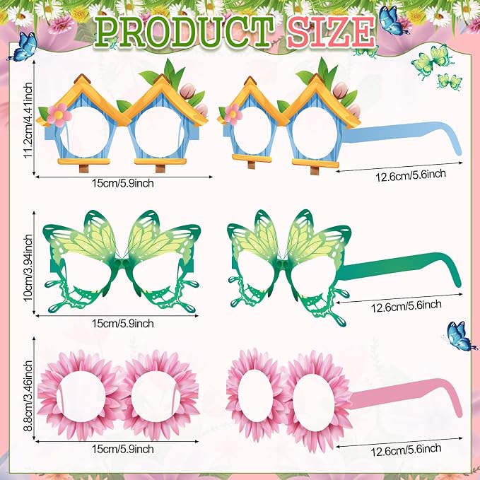 Pajean 32 Pack Spring Party Decorations Eyeglasses Springtime Themed Paper - Image 2