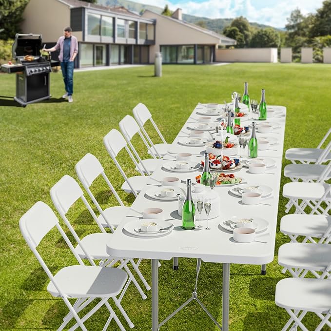 VINGLI 6 Foot Plastic Folding Table Portable Long Table - Image 2