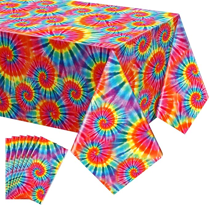 Newwiee Tie Dye Tablecloth Rainbow Table Cloth 54 x 108 Inch Plastic Rectangle by Newwiee