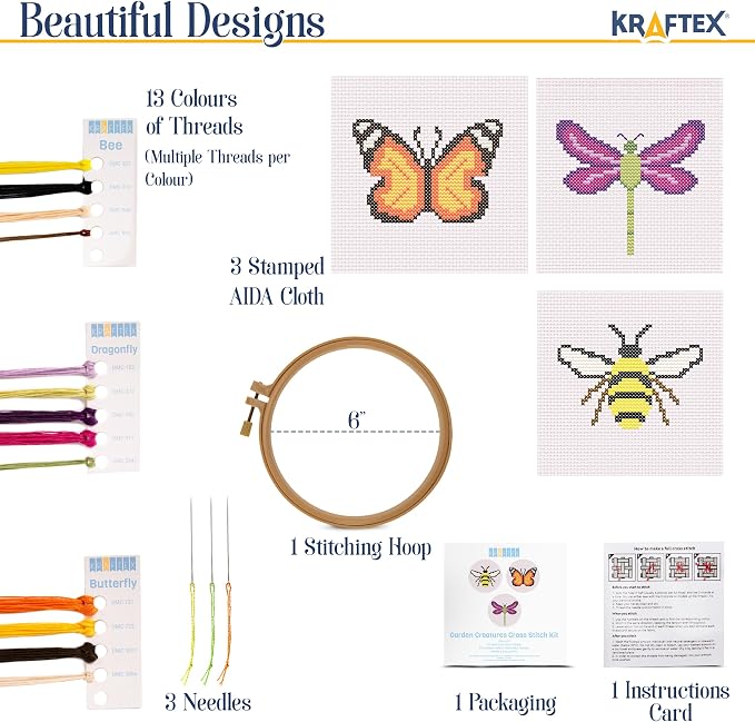 Kraftex Floral Stamped Cross Stitch Kits - Image 2