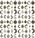 WOCRAFT 60pcs Antique Bronze Sun Moon Star Bracelet Charms by WOCRAFT