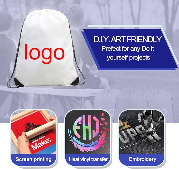 BeeGreen Drawstring Bags Backpacks Bulk, 20 Pieces White Gym Cinch Bags - Image 2