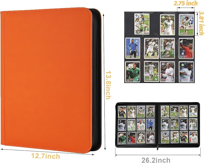 12 Pocket Ringless Side Loading Trading Card Binder, 720 Cards PU Fixed Page - Image 2