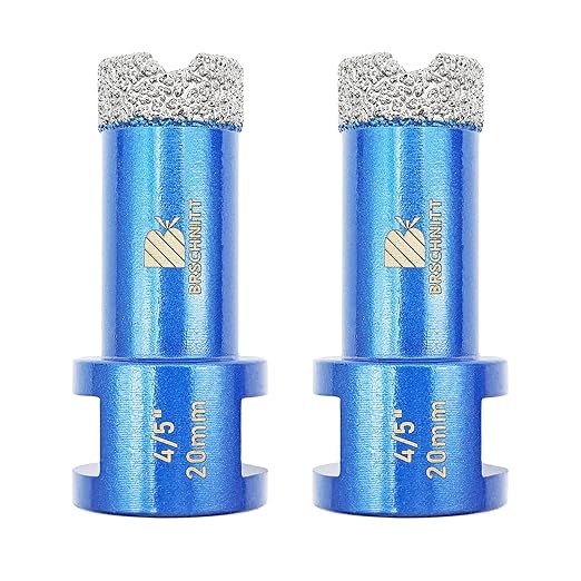 4/5 Inch Diamond Core Drill Bit for Porcelain Tile Ceramic Marble Granite Drilling,BRSCHNITT 2pcs Vacuum Brazed Diamond Hole Saw with 5/8-11 Thread (20mm 2pcs)