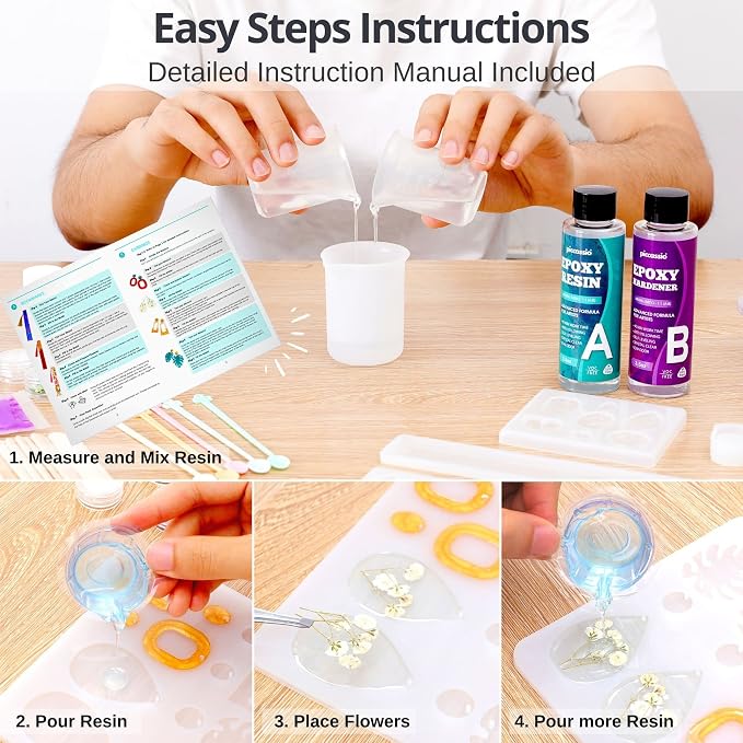 Piccassio Epoxy Resin Kit for Beginners – 208-Piece Jewelry Making & Craft Kit - Image 6