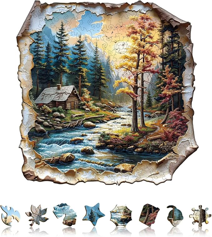 Autumn Dreamscape Puzzles Adults Gifts Wooden 90 Pieces 7.7 * 7.6in by Jollitot