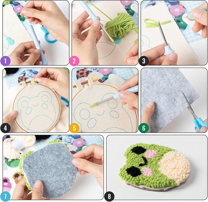 WATINC Frog Punch Needle Coaster Kit - Image 3