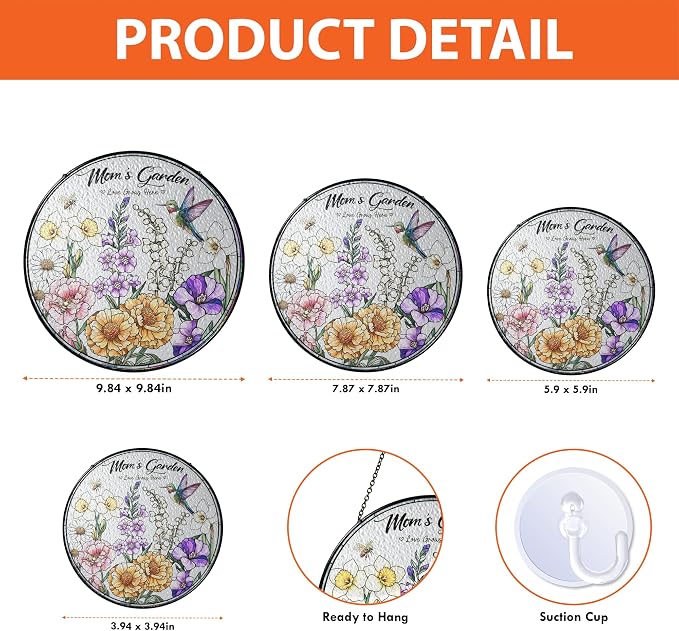 LOVELYPOD Custom Grandma Birth Flowers Stained Glass Sun Catcher, Grandmas - Image 7