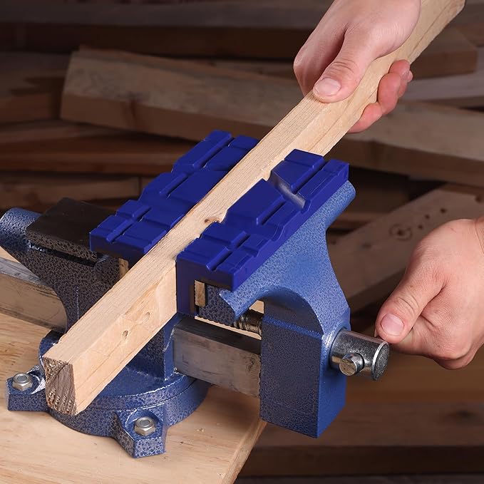WORKPRO 6" Magnetic Vise Jaw Pads, TPU Soft Grips with Dual-Sided V-Groove & Flat Design, Ideal for Drill Press, Bench Clamp, Metalworking and Woodworking