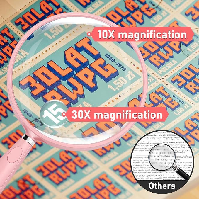 10X 30X Magnifying Glass for Reading, Handheld Magnifier for Reading, 90mm - Image 3