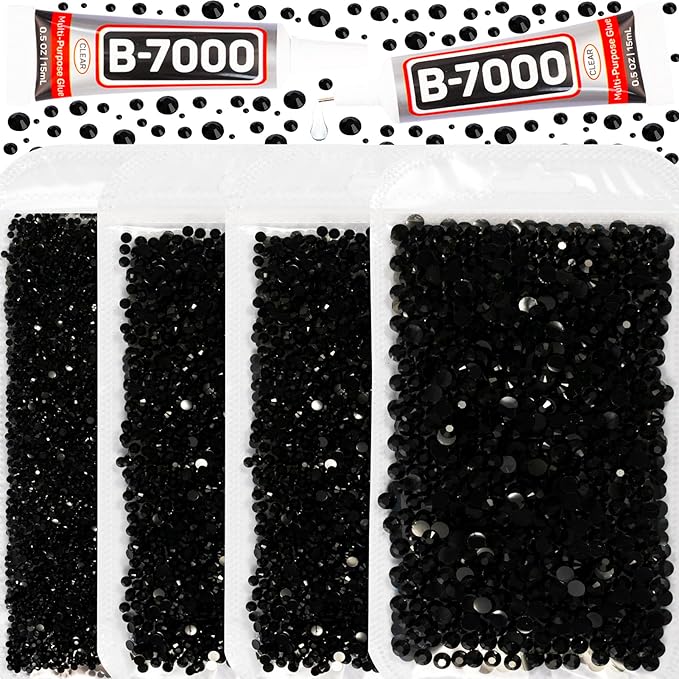 30200Pcs Black Rhinestones for Bedazzling, Mixed Sizes 2, 5mm Flatback Gems by Worthofbest