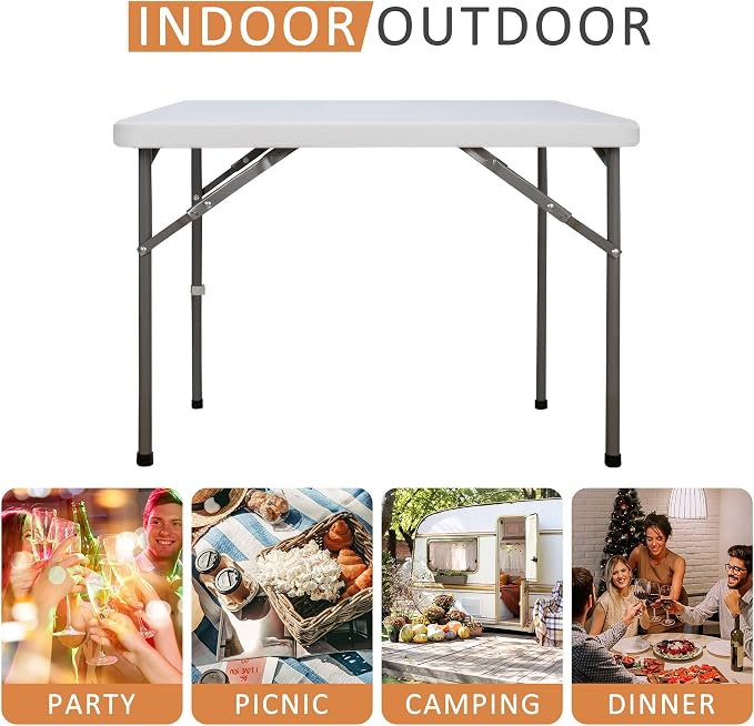 SUPER DEAL 33 Inch Folding Card Table, Indoor Outdoor Portable Plastic Kitchen - Image 4
