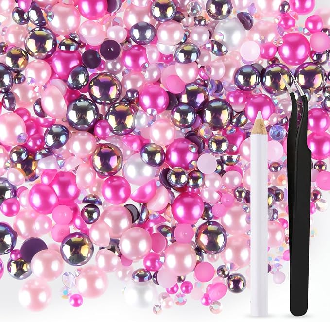 ASTARON 50g Mix Flatback Rhinestones Half Pearls by ASTARON