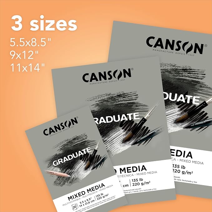 Canson Graduate Grey Toned Mixed Media Pad, 11x14 inch, 20 Sheets | Artist Paper - Image 4