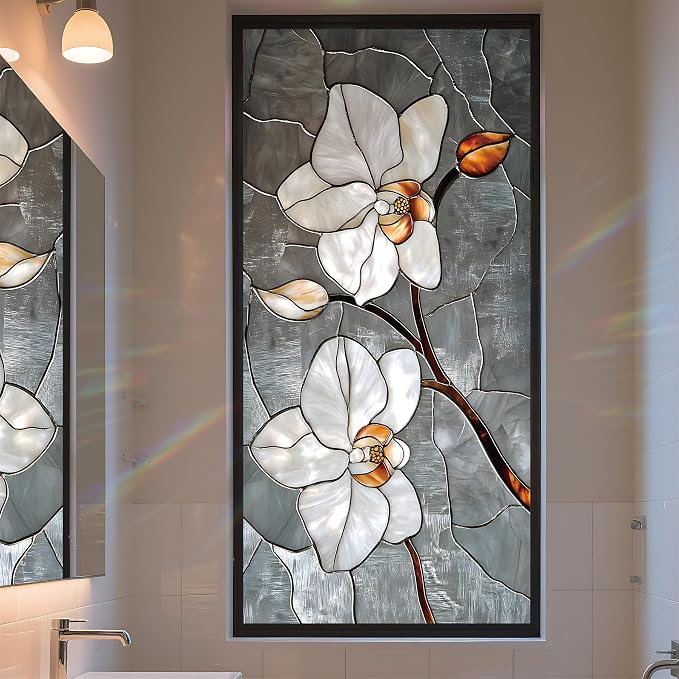 Stained Glass Window Privacy Film Static Cling by AOHMPT