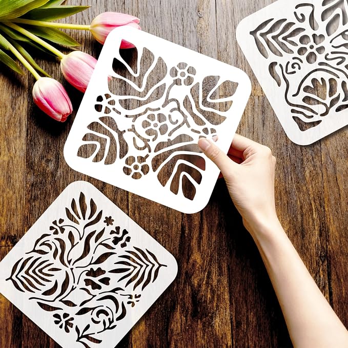 9pcs Minimalist Leaf Stencil for Painting Artistic Flower Painting Crafts - Image 3