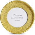 Cuspin 4x4 Round Gold Picture Frame, Vintage Woven Circle Photo Frame by Cuspin