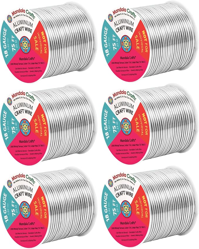 Mandala Crafts 18 Gauge Silver Tone Combo Anodized Aluminum Craft Wire | 450 FT by MandalaCrafts